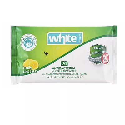 White Antiseptic Wet Wipes - 20 Wipes