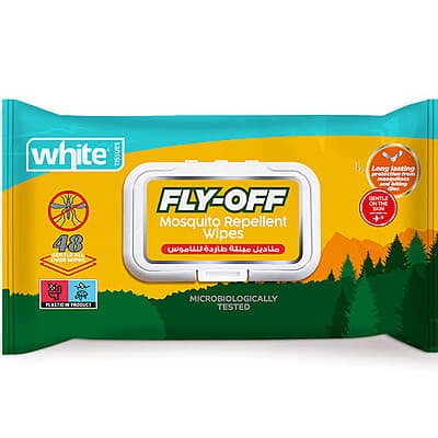 White Mosquito Repellent Wet Wipes - 48 Wipes