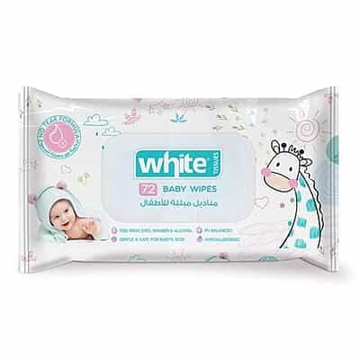 White Wet Wipes Baby Antiseptic - 72 Wipes