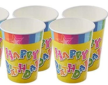 Yellow Birthday Cup - Pack of 10 Pieces
