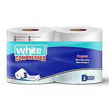 White Toilet Paper - 2 Compressed Rolls